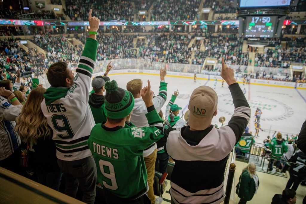 Fans Cheering at UND Athletics Hockey Game in Grand Forks North Dakota Fans Cheering at UND Athletics Hockey Game in Grand Forks North Dakota