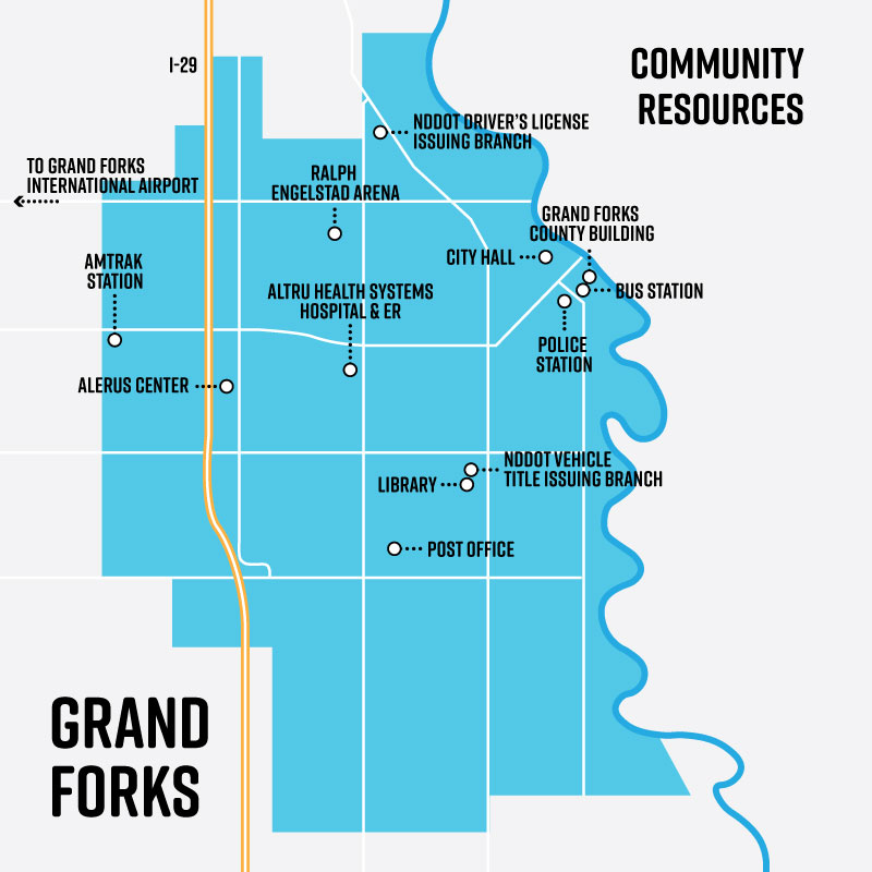 Grand-Forks-North-Dakota-Map Map of Grand Forks Community Resources in Grand Forks County North Dakota