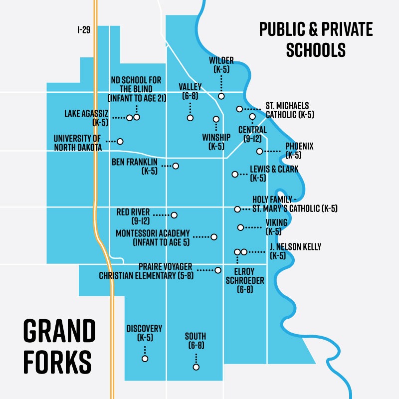 Map of Grand Forks Schools Public And Private North Dakota Map of Grand Forks Schools Public And Private North Dakota