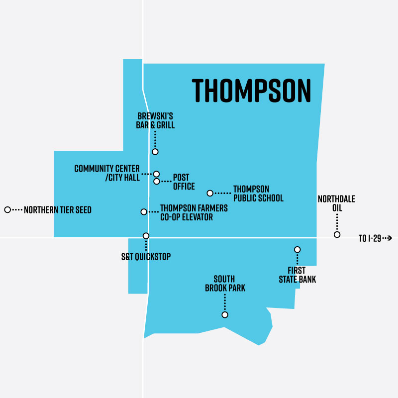 Thompson-North-Dakota-Map Map of Thompson North Dakota in Grand Forks County