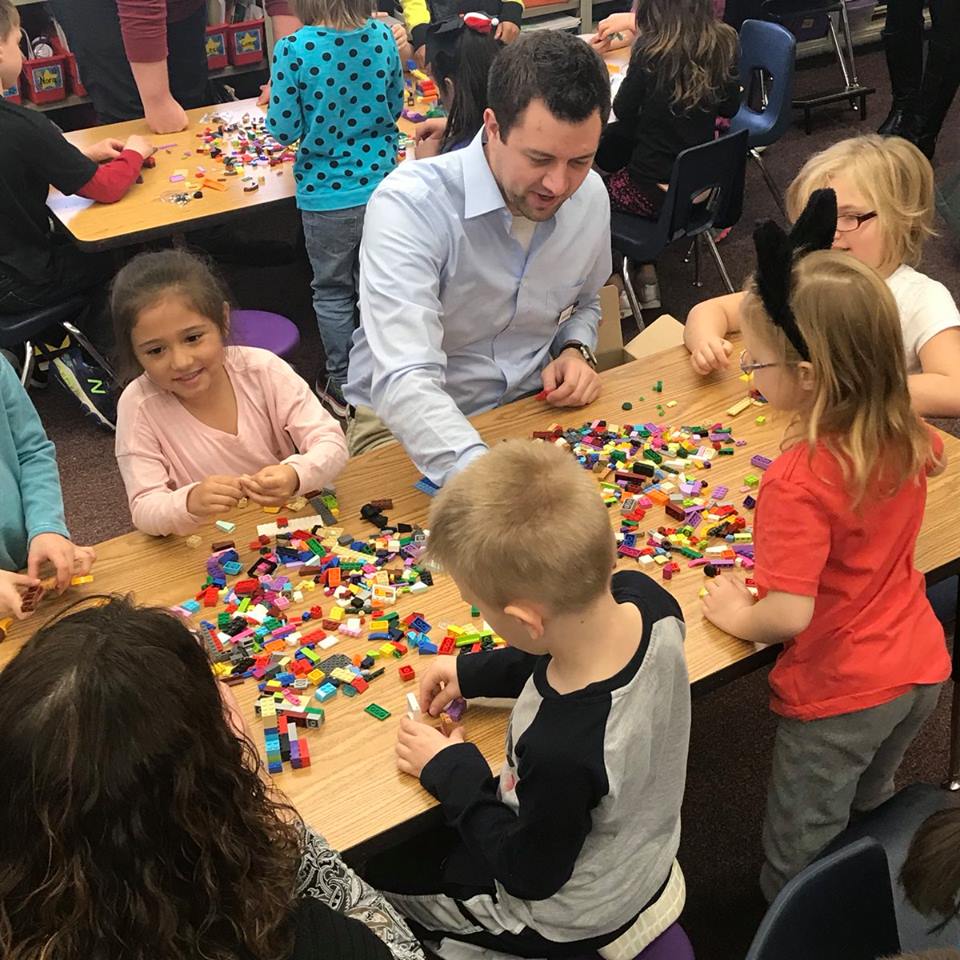 Kids Playing with Legos and teacher at Grand Forks Public School SOULSHINE CREDIT