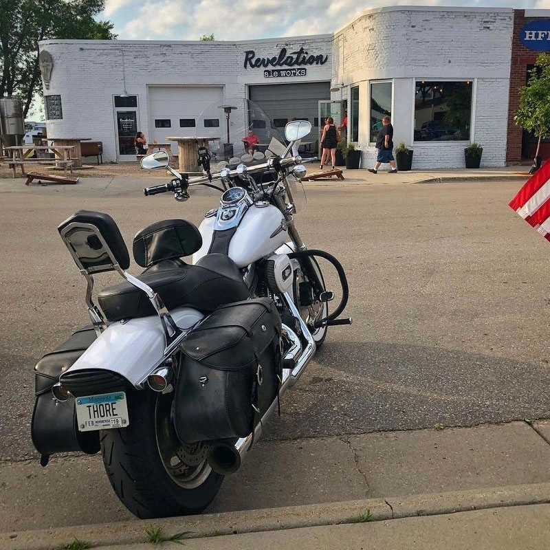 brad's-motorcycle-in-front-of-Revelation-ale-works Revelation Ale Works motorcycle