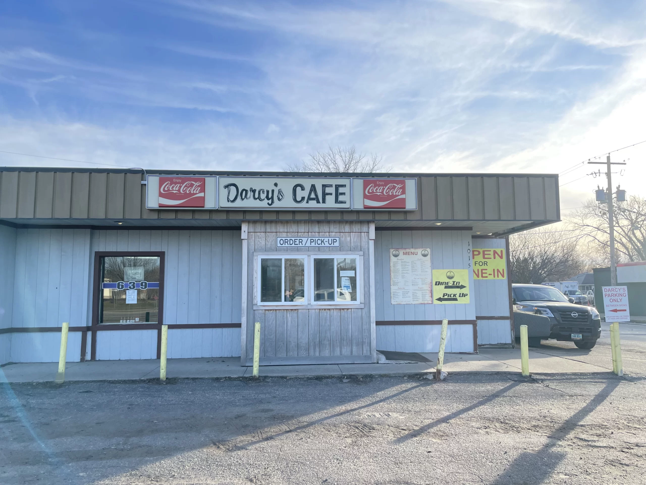 darcys Darcy's Cafe in Grand Forks from the exterior view.