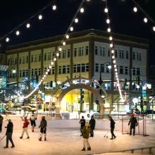 downtown-ice-skating Downtown night life skating in Grand Forks town square.