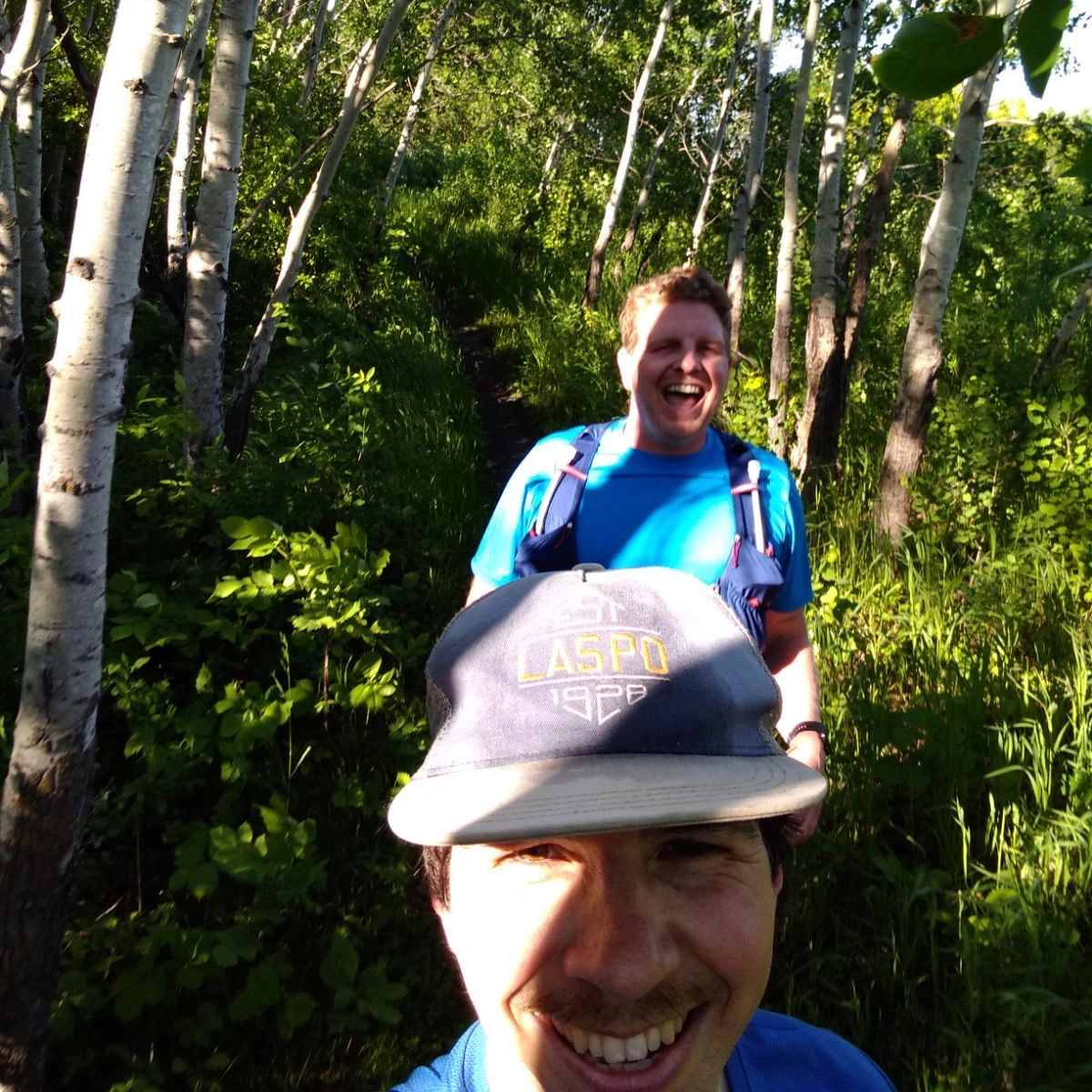 marcus-and-paul-trail-running Marcus and Paul trail running at Turtle River State Park.