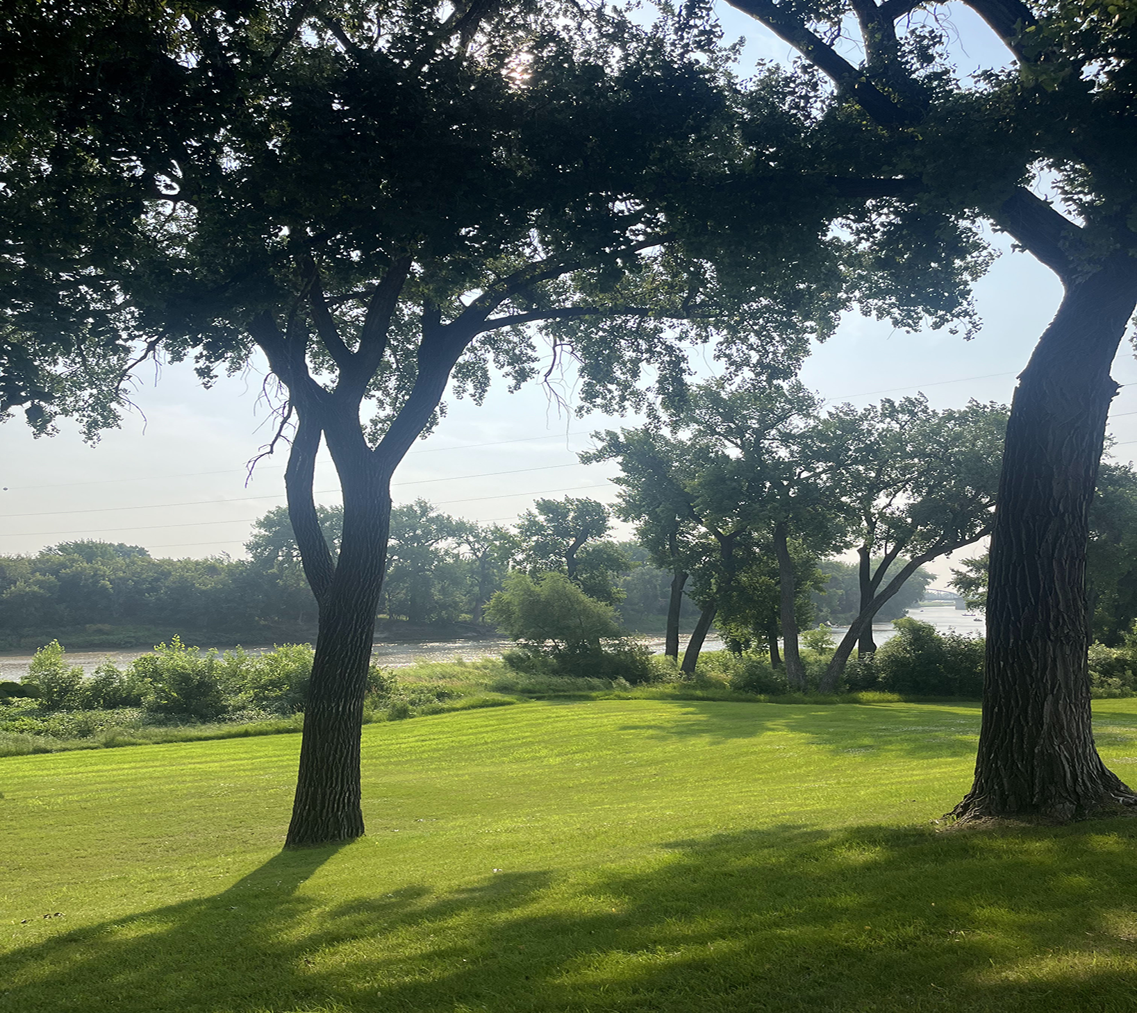 Fresh Air Outdoors Image This image is of the trees and greenery overlooking the Red River in summertime.