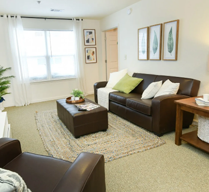 The Verge Interior Inside the verge apartments living room set up. Room for couches, coffee table, rugs, and more!