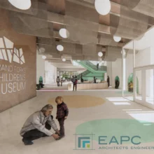 A rendering of the entrance into the upcoming North Dakota Children's museum in Grand forks