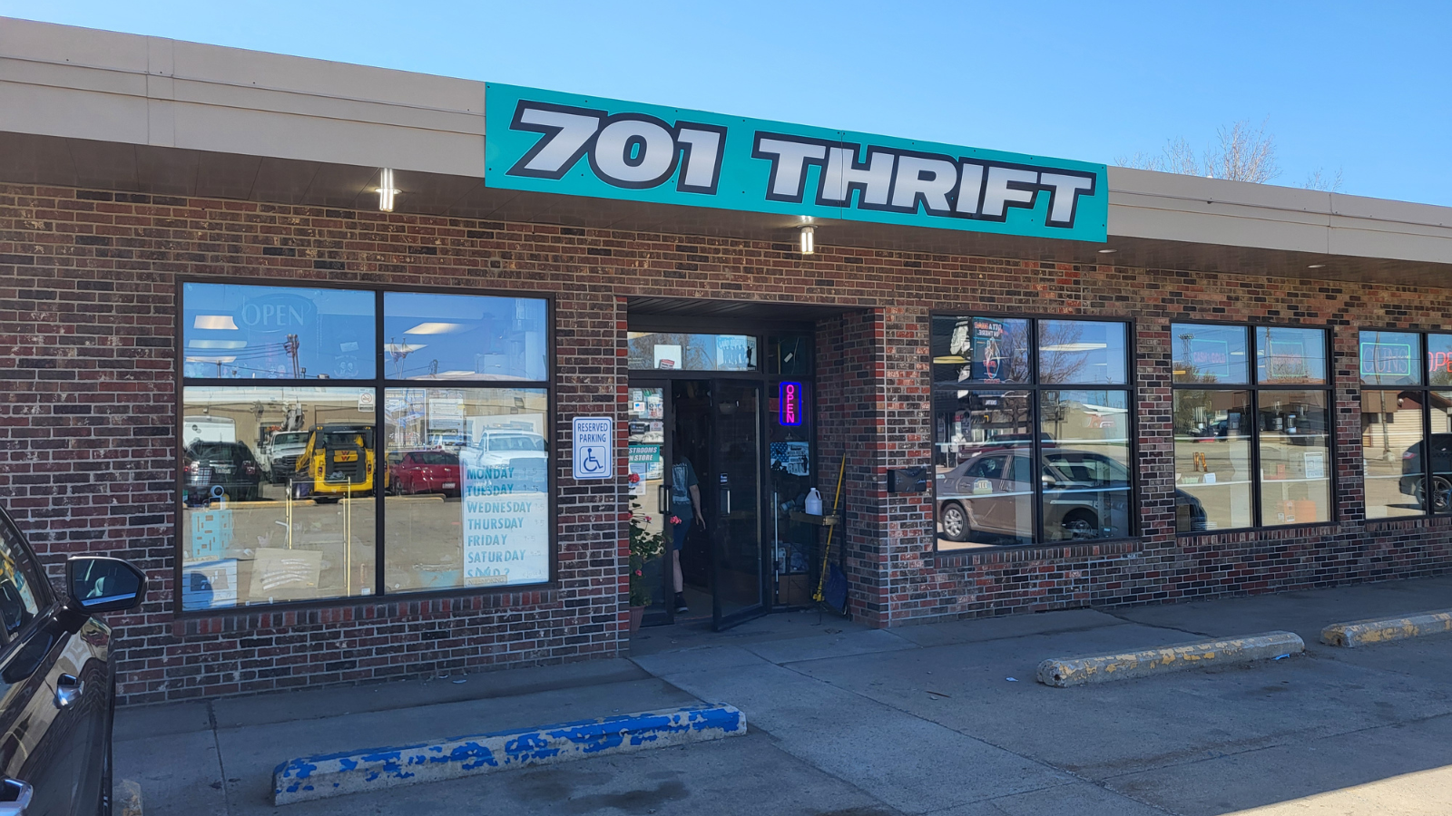 Right outside the front door of 701 Thrift