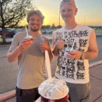 Two Grand Forksians smile at the camera with their ice cream from Coldstone